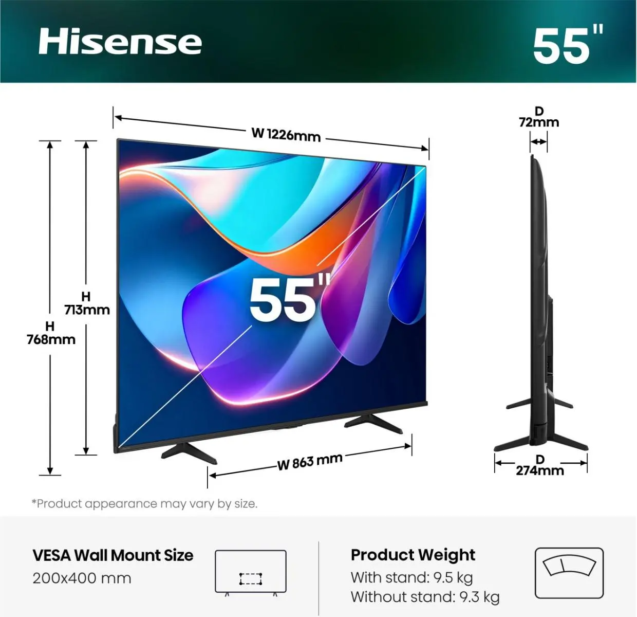 Hisense 55A6S – 55 Zoll 4K UHD Smart TV – 60 Hz – Dolby Vision – HDR10+ – Game Mode Plus – VIDAA